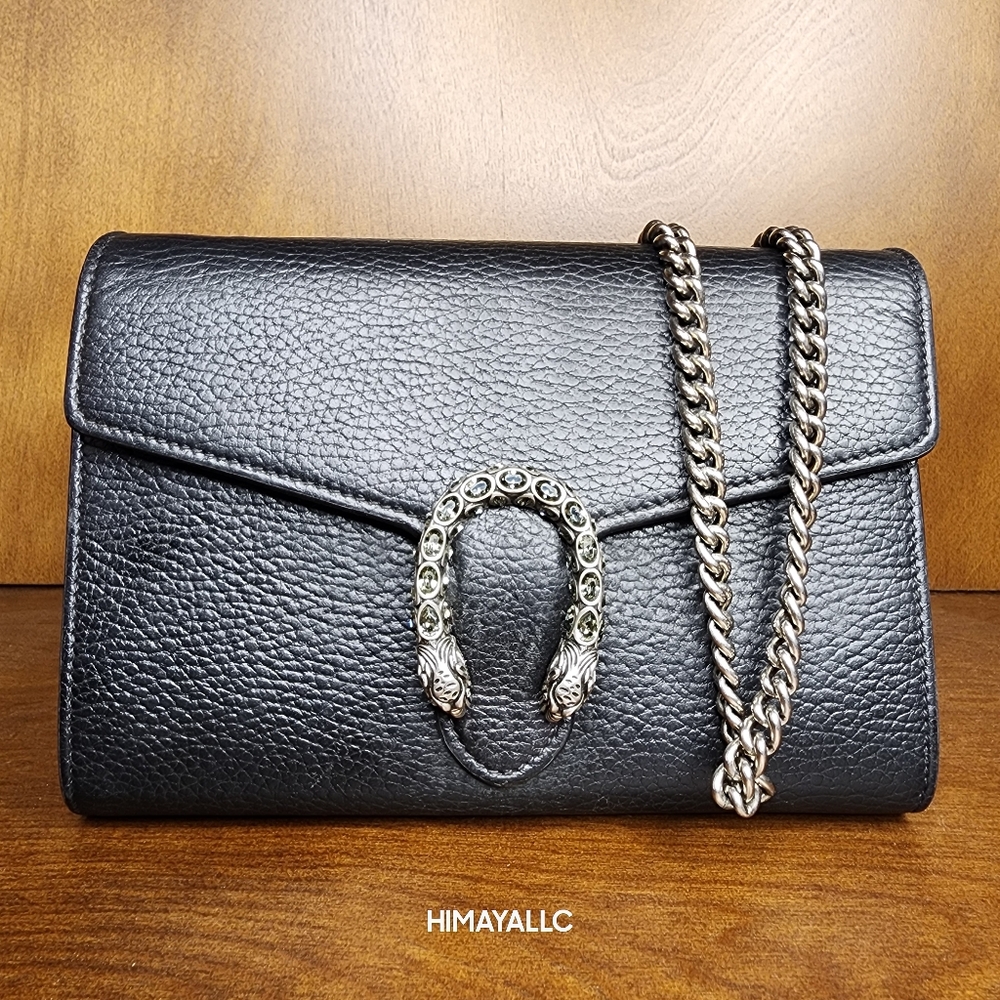 GUCCI DIONYSUS LEATHER WALLET ON CHAIN